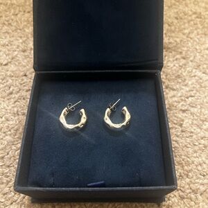 Machete Silver Chunky Wavy Hoop Earrings